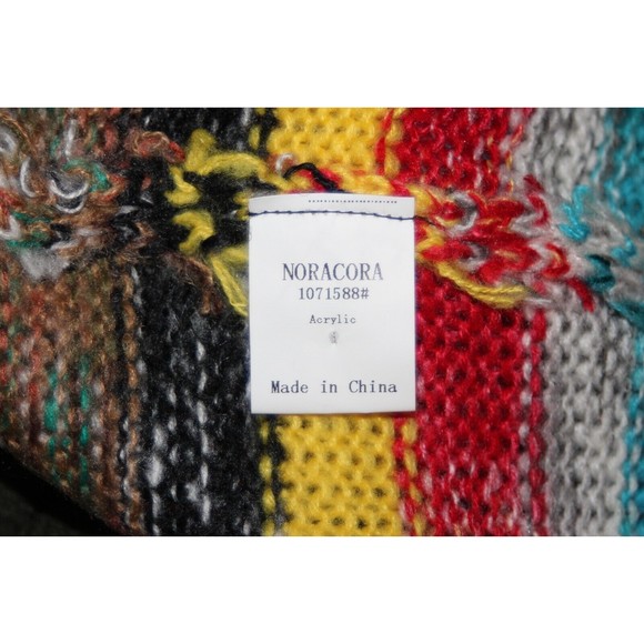 NORACORA Cardigan Womens Striped Colorful Open Front Pockets Boho Size XL - Picture 10 of 11